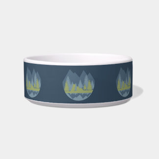 Blue and Green Landscape With Wolves and Mountains Bowl