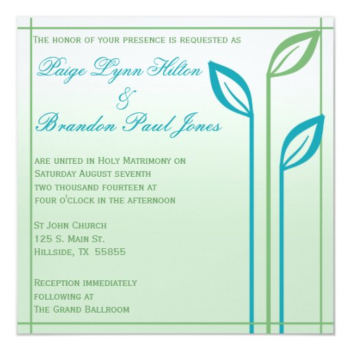 Blue Green Wedding Invitations 8