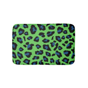 Blue and Green Leopard Print  Bath Mat