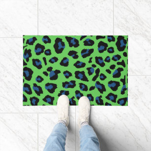 Blue and Green Leopard Print  Doormat