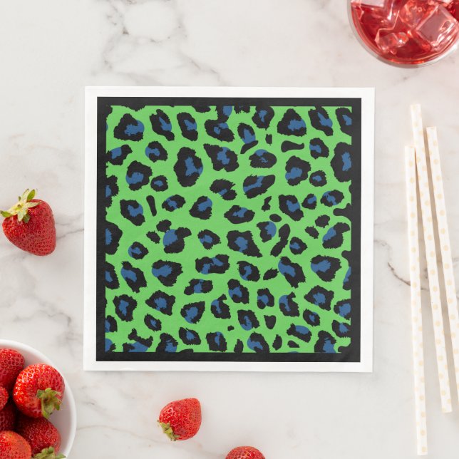 Blue and Green Leopard Print  Napkin (Insitu)