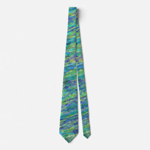 Blue and Green Lined Splatter Tie