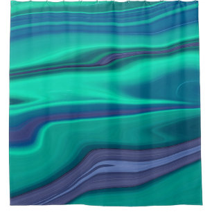 Blue and Green Liquid Marble Shower Curtain