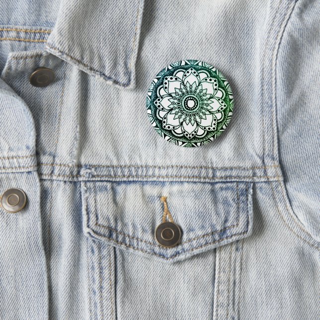 Blue and Green Mandala Button (In Situ)