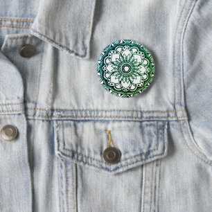 Blue and Green Mandala Button