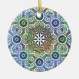 Blue and Green Mandala Ceramic Ornament