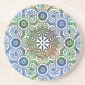 Blue and Green Mandala Sandstone Coaster