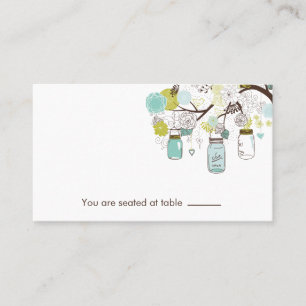 Blue and Green Mason Jars Table Place Holder Card