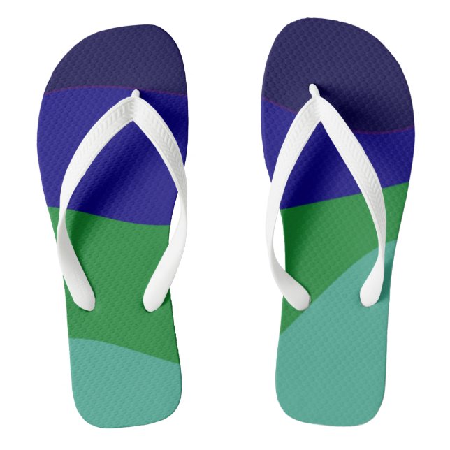 Blue And Green Mixed Thongs (Footbed)