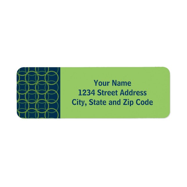 Blue and Green Modern Circle Pattern Return Address Label (Front)