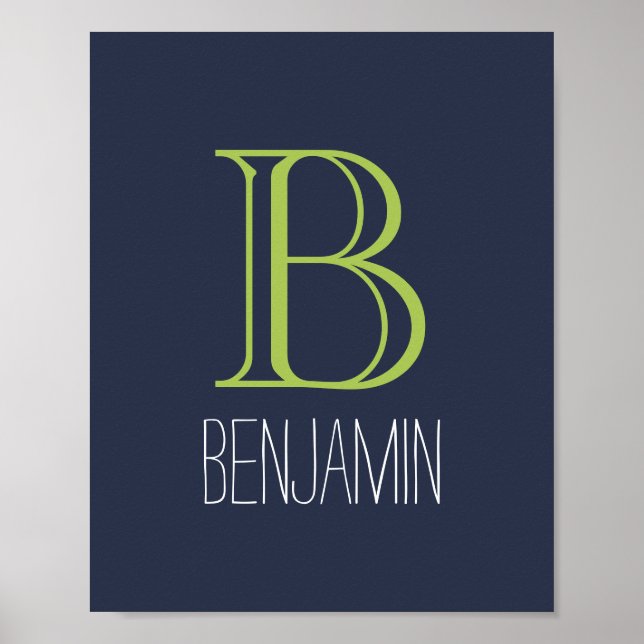 Blue and Green Monogram Poster (Front)