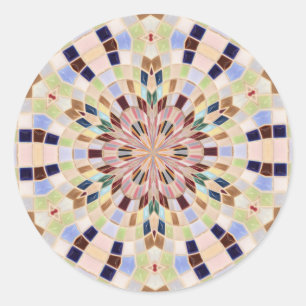 Blue and Green Mosaic Kaleidoscope Classic Round Sticker