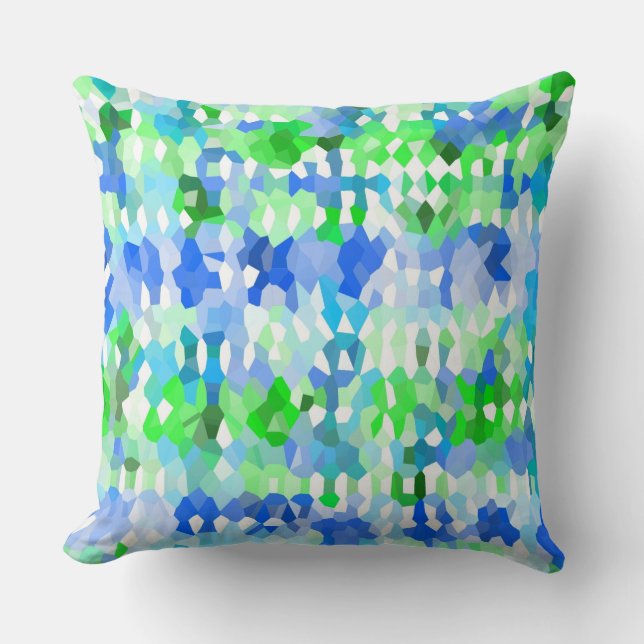 Blue and Green Mosaics Cushion (Front)
