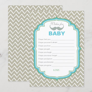 Blue and Green Moustache Wishes for Baby Card