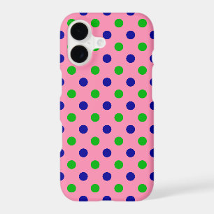 Blue and Green On Pink Polka Dots Pattern