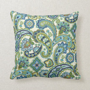 Blue and Green Paisley Cushion