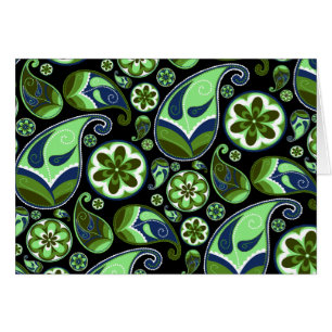 Blue and Green Paisley on Black