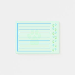 Blue and Green Paw Print Notes