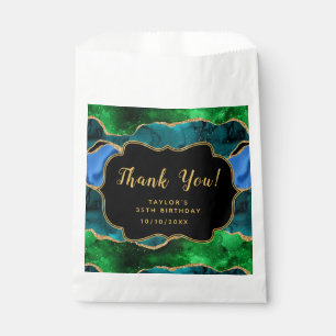 Blue and Green Peacock Agate Birthday Thank You Favour Bag