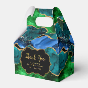 Blue and Green Peacock Agate Birthday Thank You Favour Box