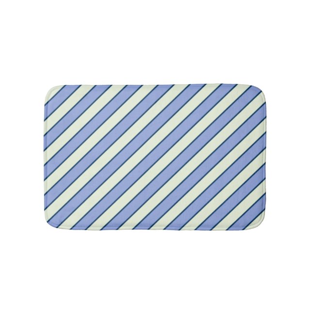 Blue and Green Pinstripe Pattern Bath Mat (Front)