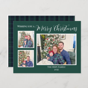 Blue and Green Plaid Merry Christmas Card