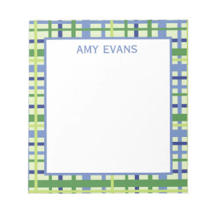 Blue and Green Plaid Notepad