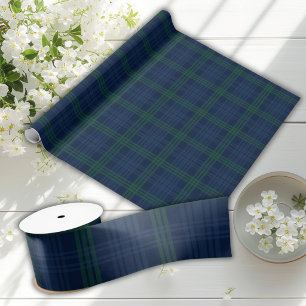 Blue and Green Plaid Preppy Posh Chic Satin Ribbon