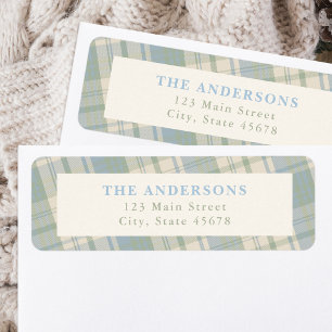 Blue and Green Plaid Return Address Label