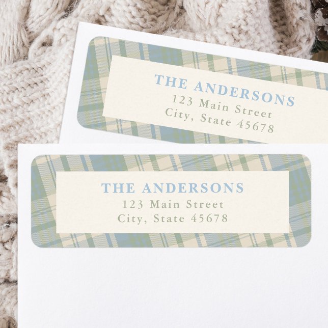 Blue and Green Plaid Return Address Label (Creator Uploaded)