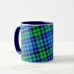 Blue and Green Plaid Tartan Navy Blue Mug