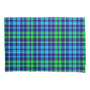 Blue and Green Plaid Tartan Navy Blue Pillowcase