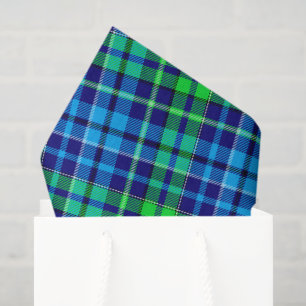 Blue and Green Plaid Tartan Navy Blue Tissue Paper