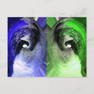 Blue and green planets art postcard