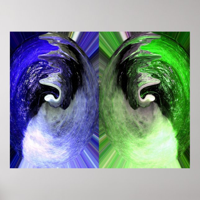 Blue and green planets art poster (Front)
