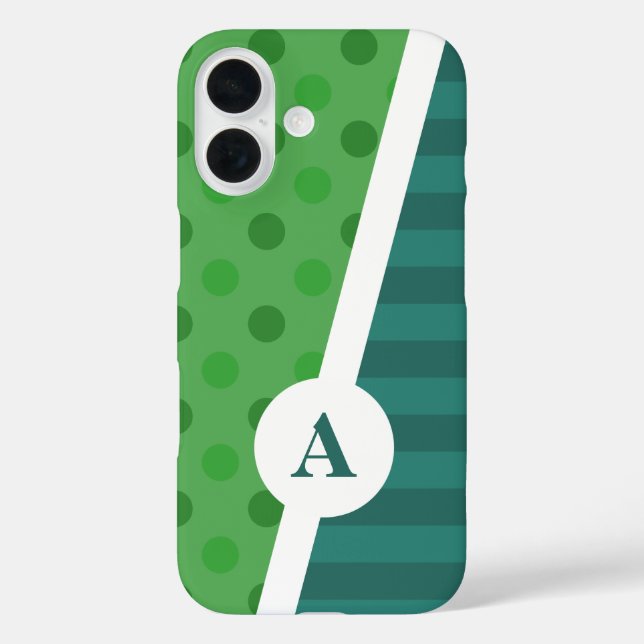 Blue and Green Polka Dot and Stripe Pattern Case-Mate iPhone Case (Back)