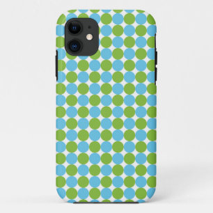 Blue and green polka dots pattern iPhone 11 case