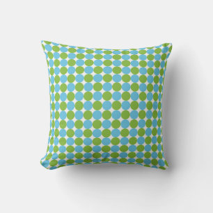 Blue and green polka dots pattern cushion