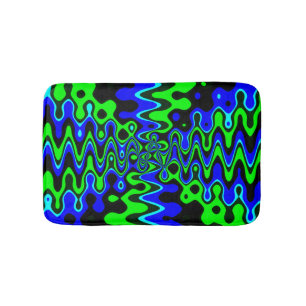 Blue and Green Psychedelic Art Bath Mat