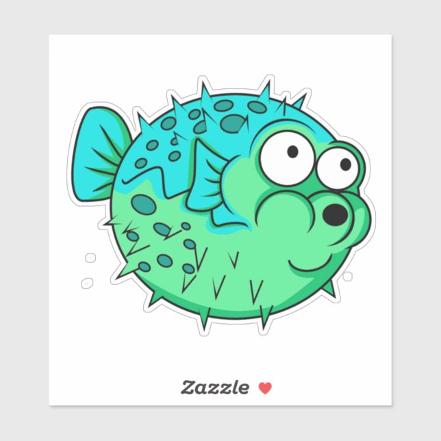 blue and green puffer fish with big eyes porcupine (Sheet)