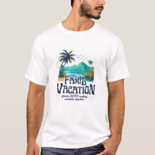 Blue and Green Retro Beach Vacation T-Shirt