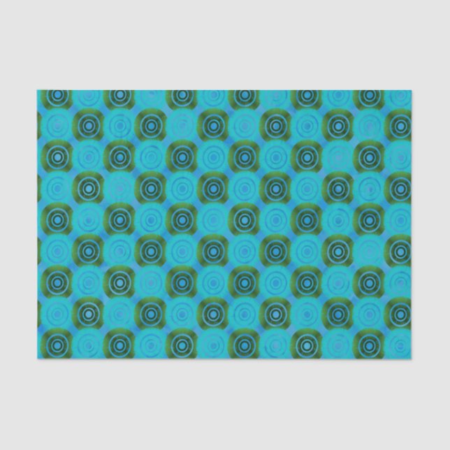 Blue and Green Rwanda  African Tribal Pattern Tissue Paper (Front)