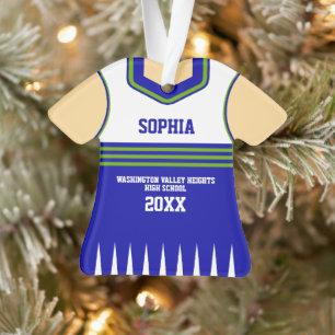 Blue and Green School Colours Cheerleader Ornament