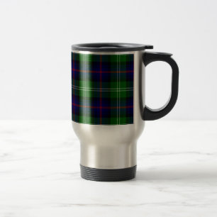 Blue and Green Scottish Clan Sutherland Tartan Travel Mug