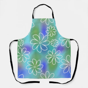 Blue and Green Seamless Floral Pattern   Apron