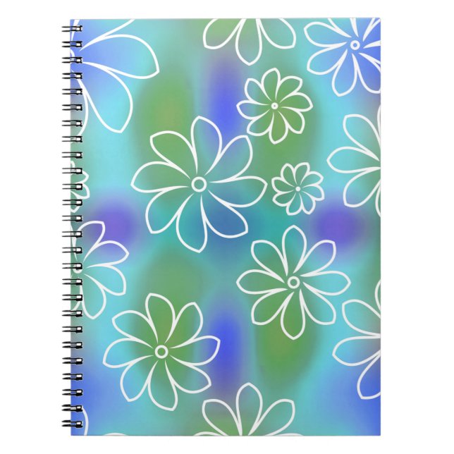 Blue and Green Seamless Floral Pattern   Notebook (Front)