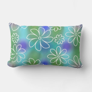 Blue and Green Seamless Floral Pattern  Throw Pill Lumbar Cushion