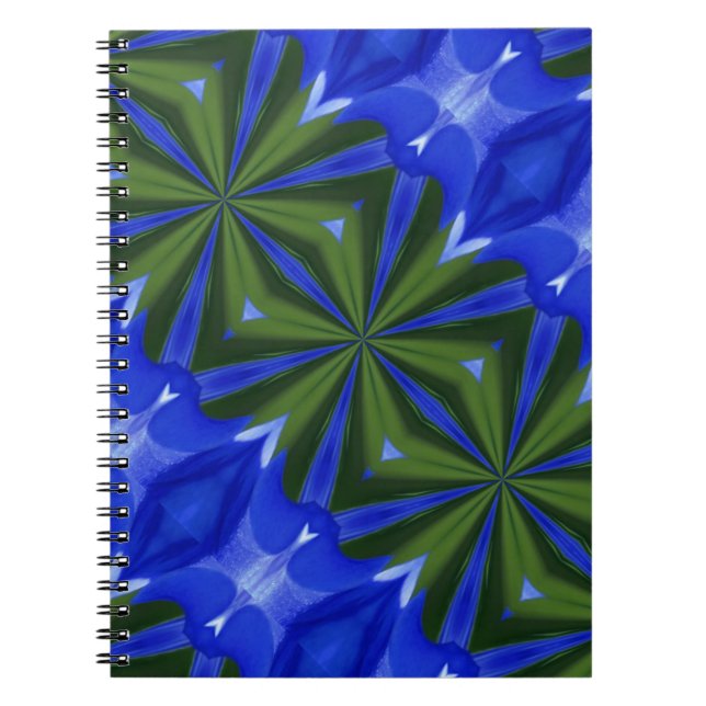 Blue And Green Shapes Abstract Art Notebook (Front)