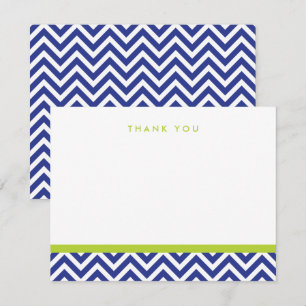 Blue and Green Simple Chevron Thank You Note Cards