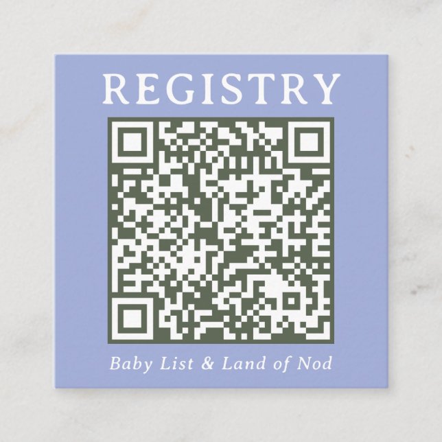 Blue and Green Simple Registry Shoppable QR Code Enclosure Card (Front)